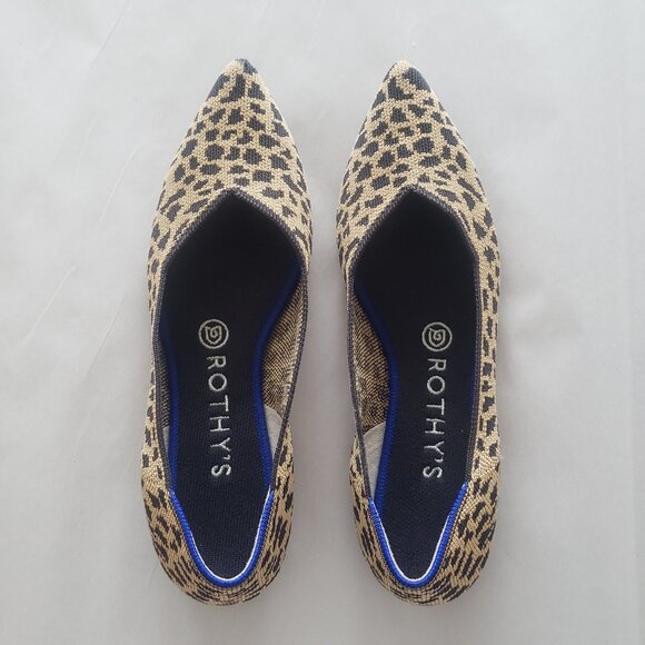 Rothy's The Point Leopard Animal Print Flats Size W8.5 - Picture 1 of 10